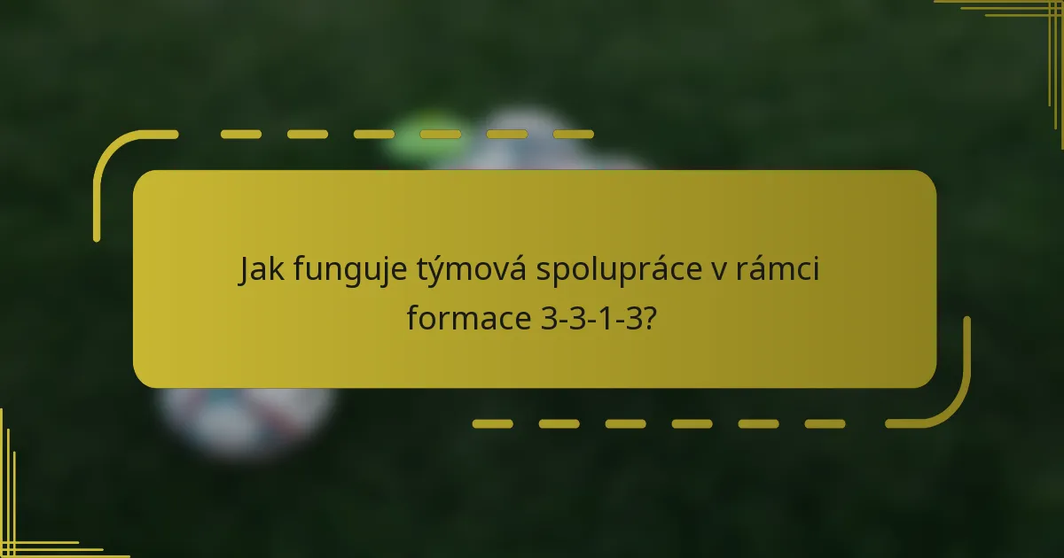 Jak funguje týmová spolupráce v rámci formace 3-3-1-3?