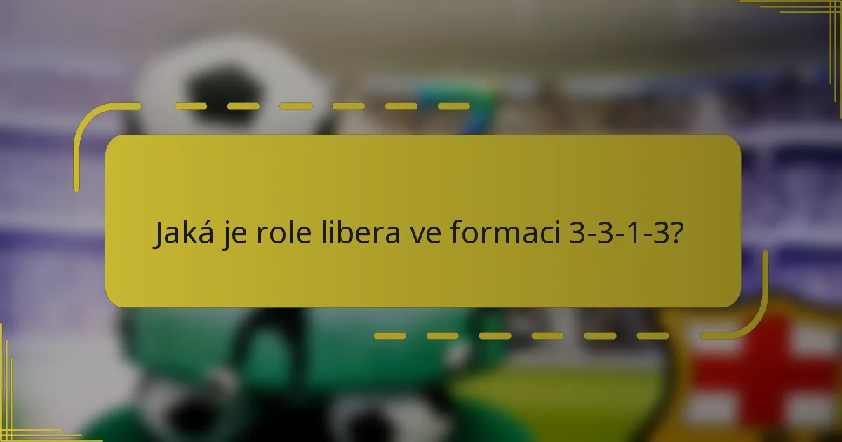 Jaká je role libera ve formaci 3-3-1-3?