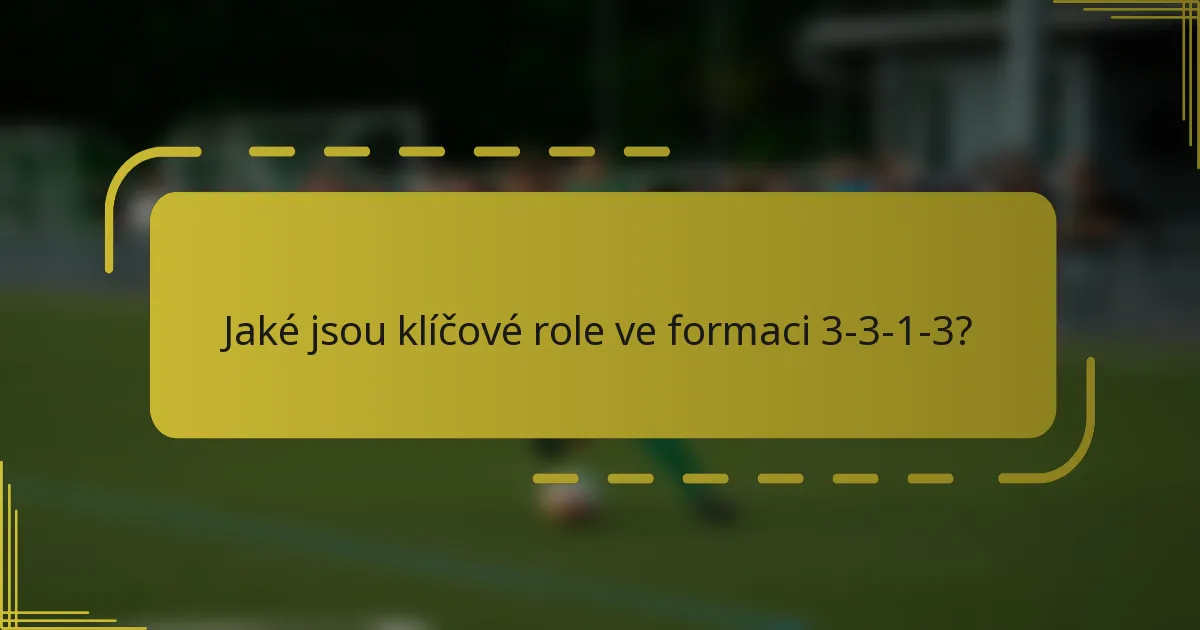 Jaké jsou klíčové role ve formaci 3-3-1-3?