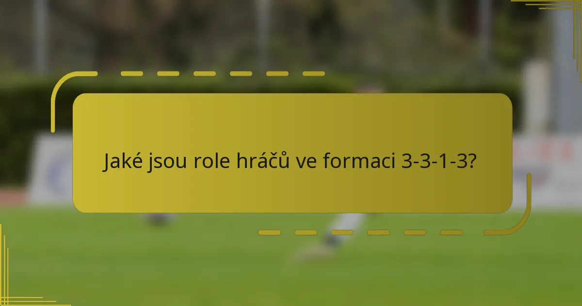 Jaké jsou role hráčů ve formaci 3-3-1-3?